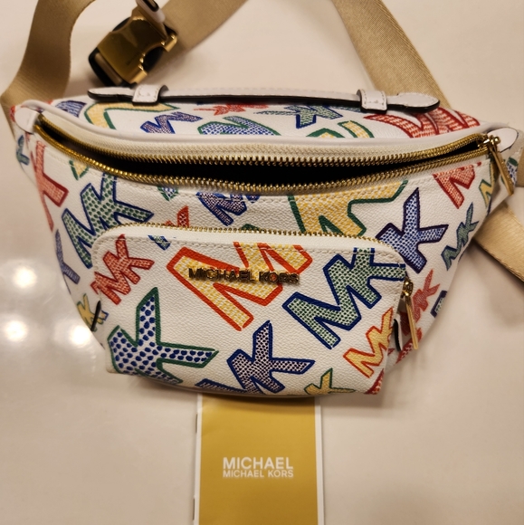 Michael Kors Multi-Color Erin Graphic Logo Belt Bag - Picture 1 of 3